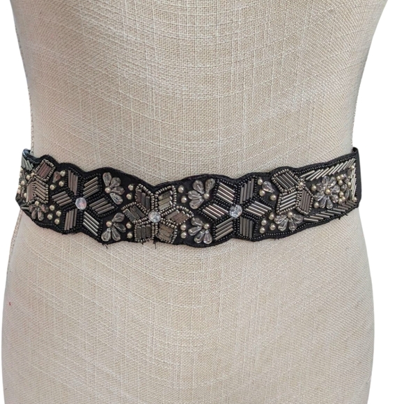 Torrid Black Beaded Gem Stretch Waist Belt Snap Size 00 - Picture 1 of 7